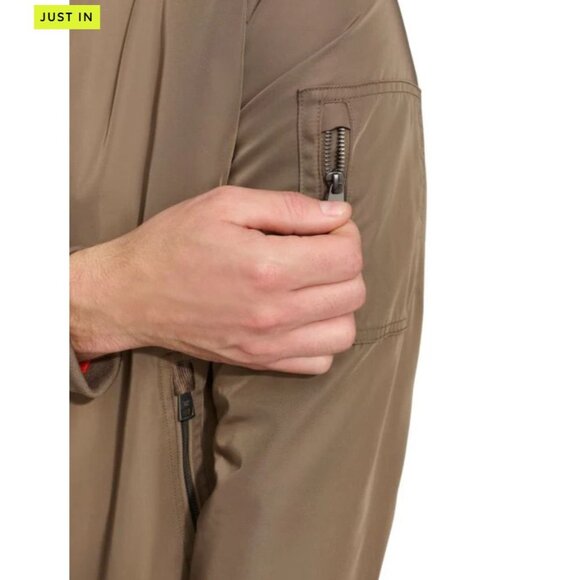 NWT Calvin Klein Men's Dark Tan Ribbed Collar Bomber Flight Jacket Sz Large 2763 - Picture 9 of 13